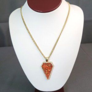 Nicole By Nicole Miller Signed Women's Fashion Necklace Gold Tone & Pendant 30"